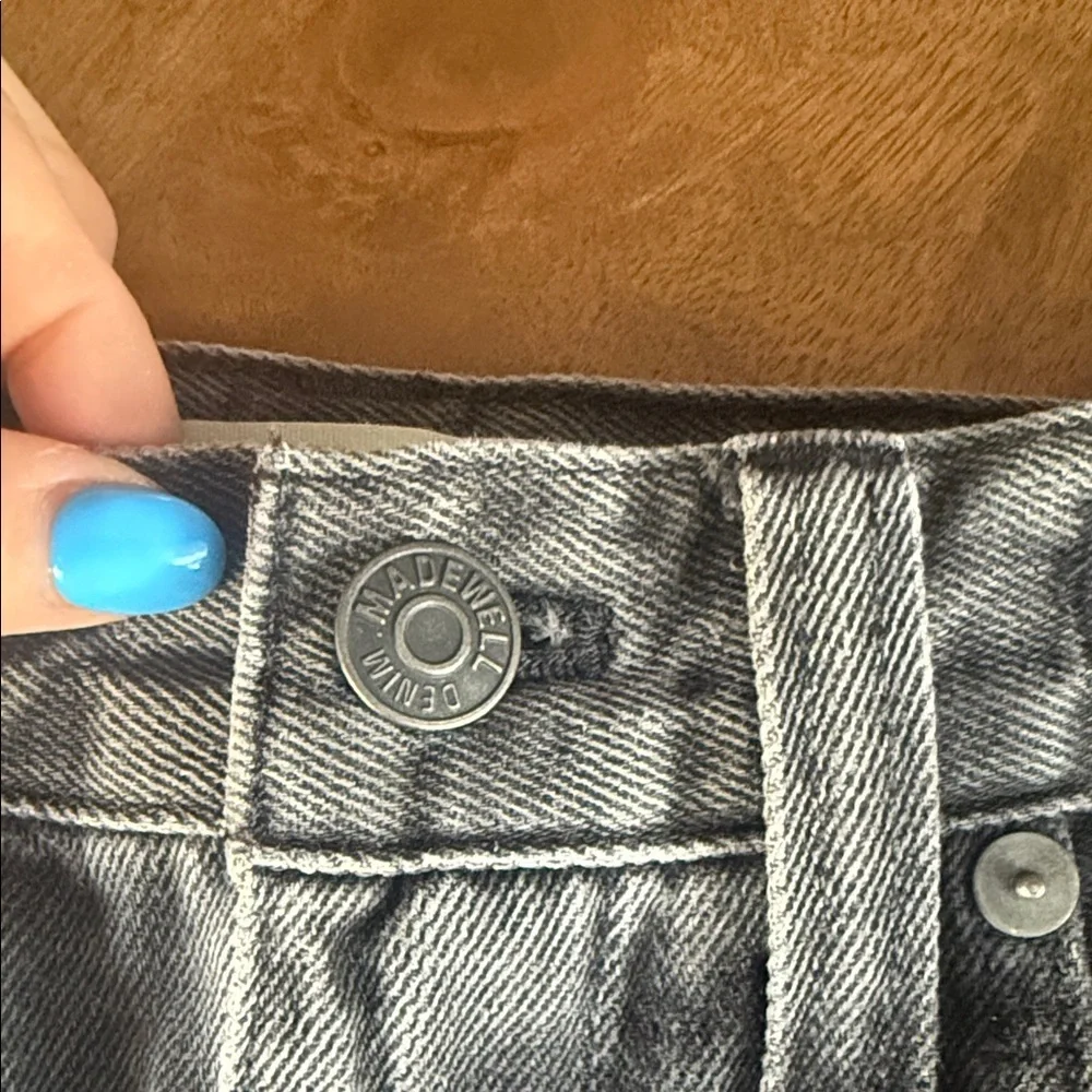 Madewell washed black Denim Mini Skirt with Raw Hem